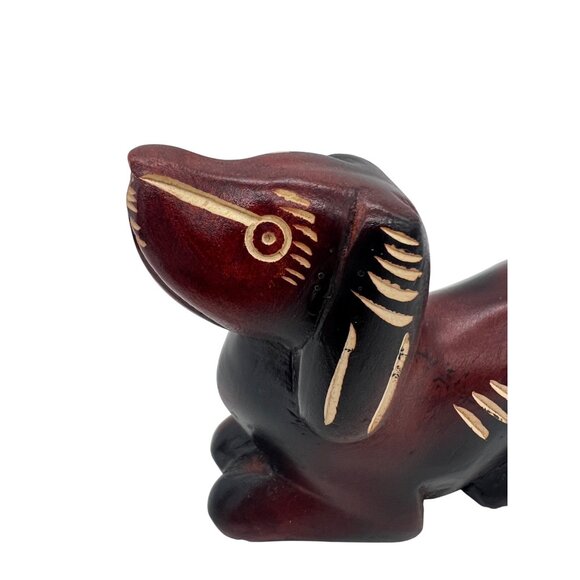 Vintage Labadee Haiti Hand Carved Hardwood Dog Animal Figurine 5.5" Folk Art - Picture 4 of 6